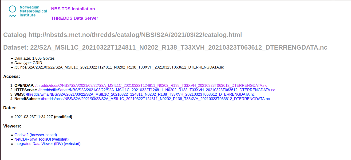 thredds landing page